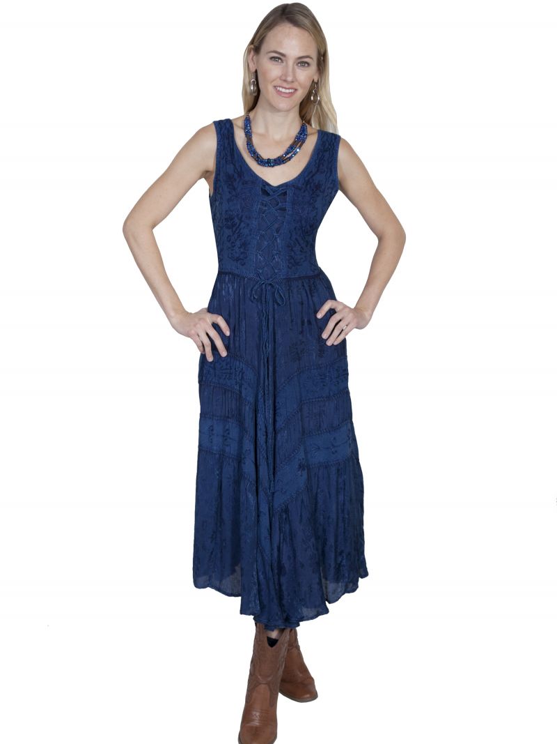 Dlouhé šaty s krajkou HC118-BLU-XXL