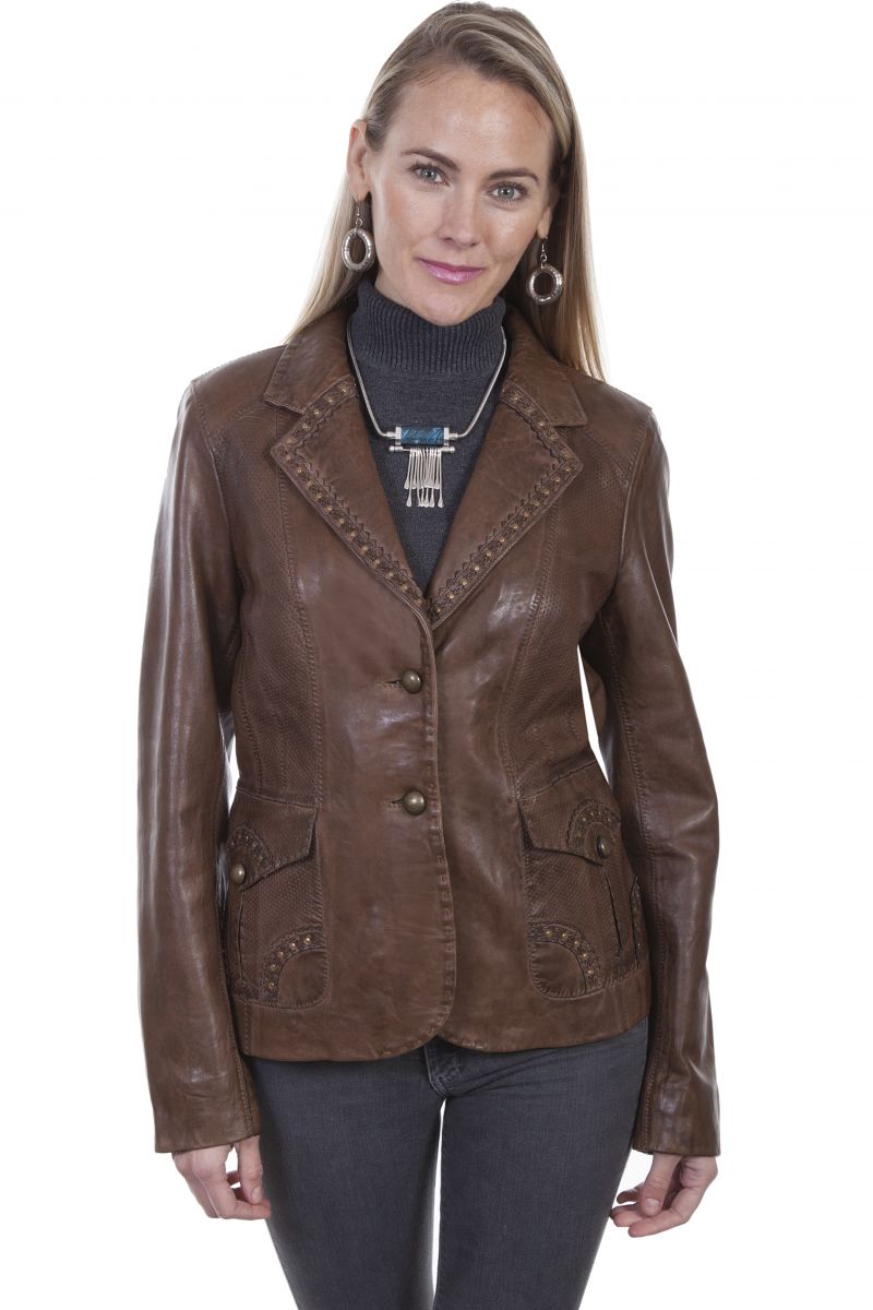 Dámský kožený blazer L241-195-XXL